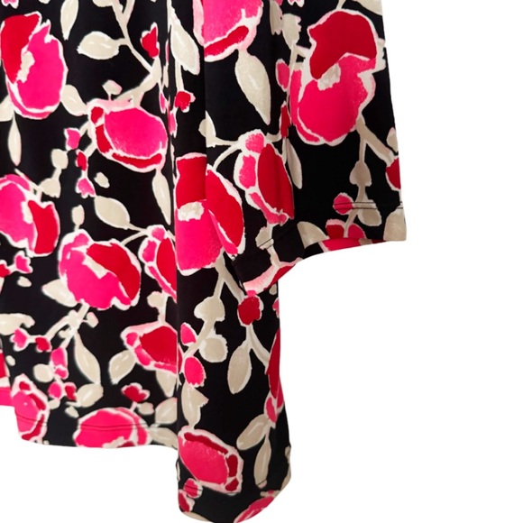 Alfani Tunic Collared Long Sleeve Black & Pink Floral  Size 2X - Picture 4 of 16